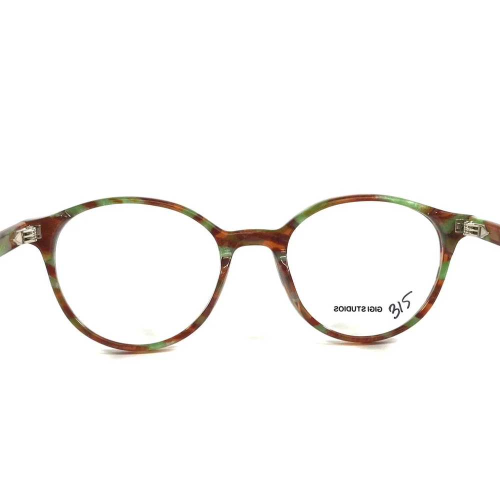 Gigi Studios Eyeglasses Frames BROOKS 64900/18 Brown Green Red Horn 48-19-145